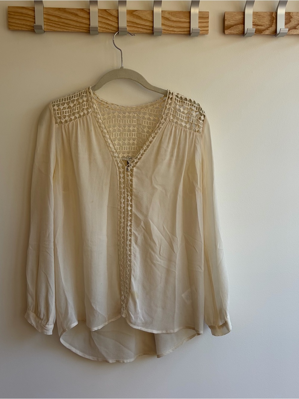 Joie Cream Crochet-Trim Peasant Top